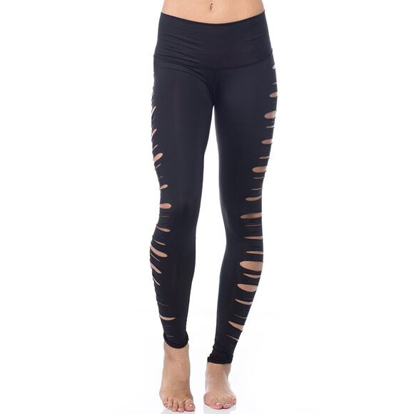 Teeki Yoga Leggings Laser Cut Black Jimi Medium Pilates Sustainable Athleisure - Picture 5 of 7